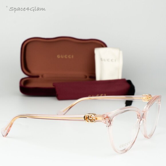 Gucci Women Eyeglasses Transparent Pink Demo Cat Eye GG1179O 007 BRAND NEW - Picture 1 of 9